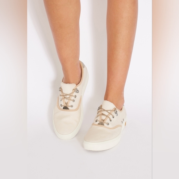 Timberland Amherst Canvas Beige Oxford Women Shoes | Size 6 - Picture 2 of 12